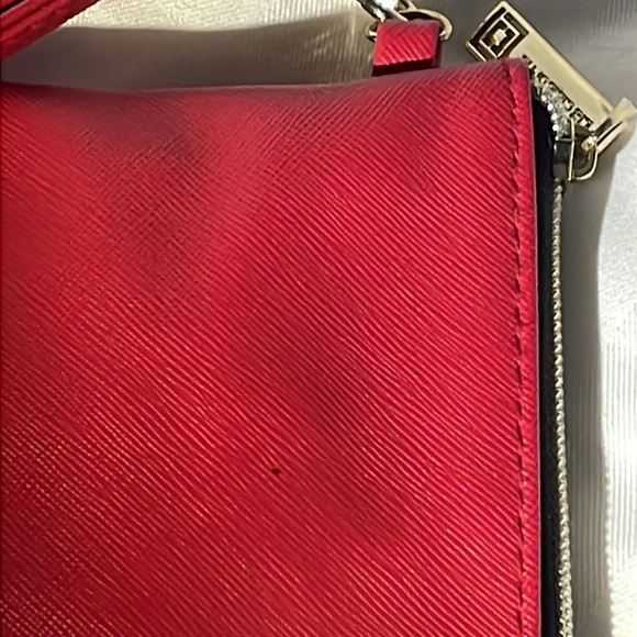 Liz Claiborne 8.5” Red Clutch w/ Gold Hardware & Working Power Charger - Picture 11 of 12